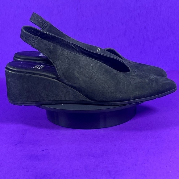 EILEEN FISHER Women's Black Devi Slingback Wedge Sandals Shoe Size 6.5-NEW - Picture 1 of 9